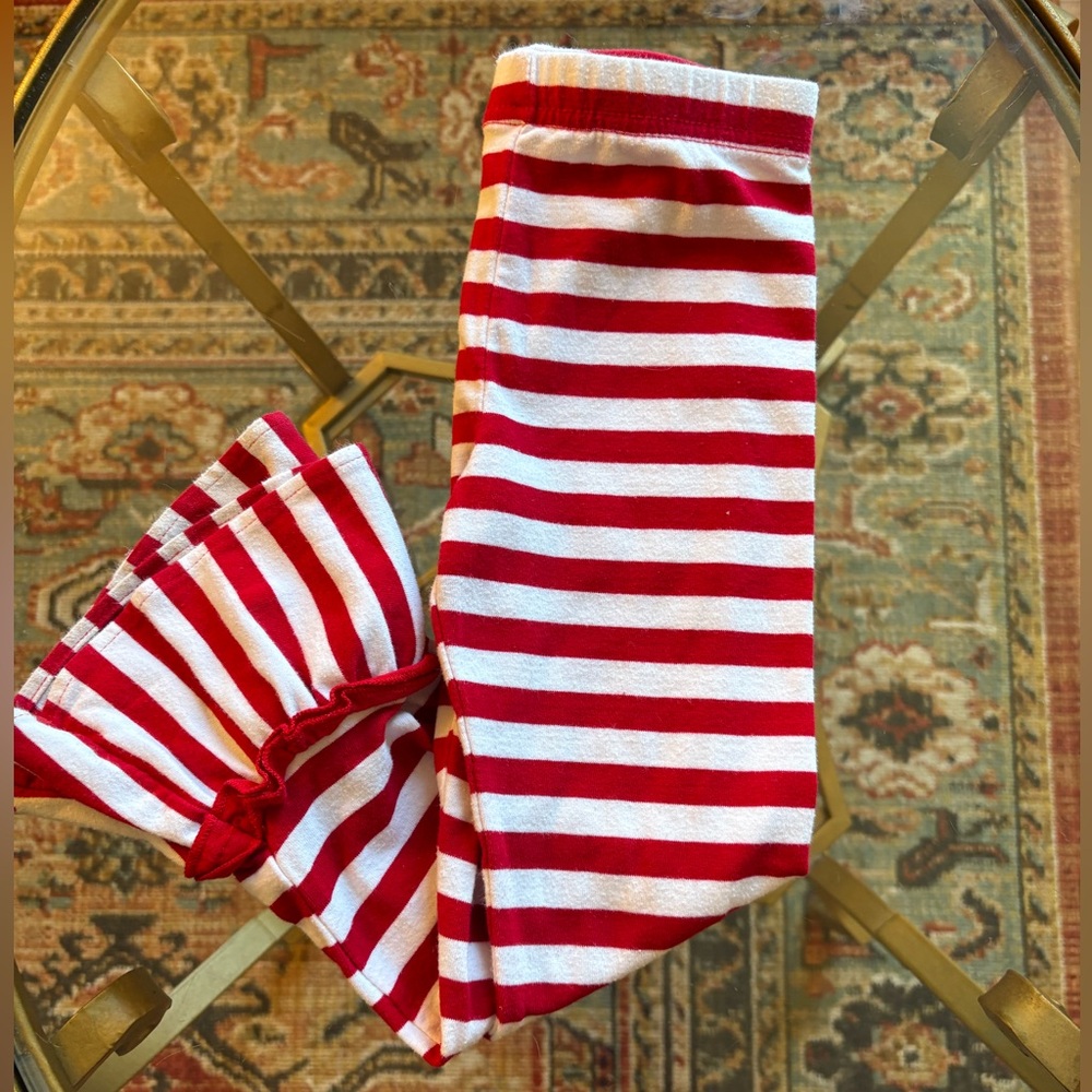 Counting Daisies | Red and White Candy Cane Striped Ruffle Flare Pants | 3T